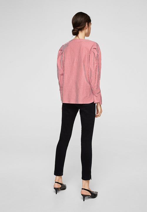 MANGO - Striped Shirt Red