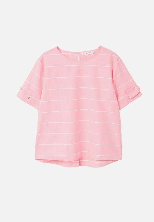 MANGO - Striped Blouse Pale Pink