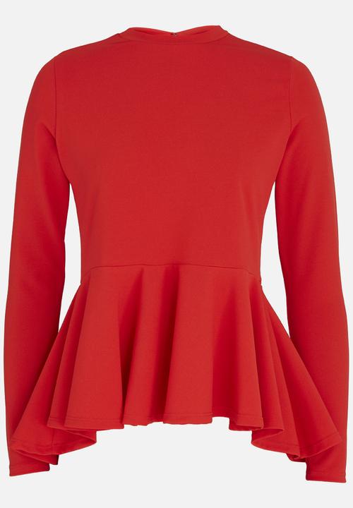 c(inch) - Peplum T-shirt Red