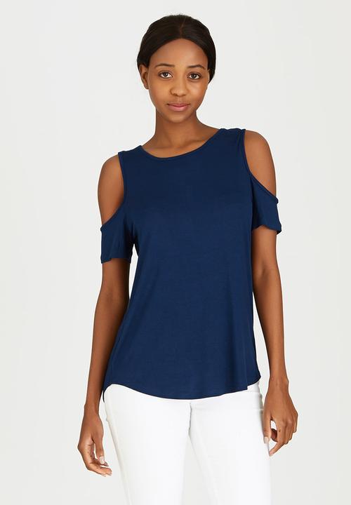 c(inch) - Cold Shoulder T-Shirt Navy