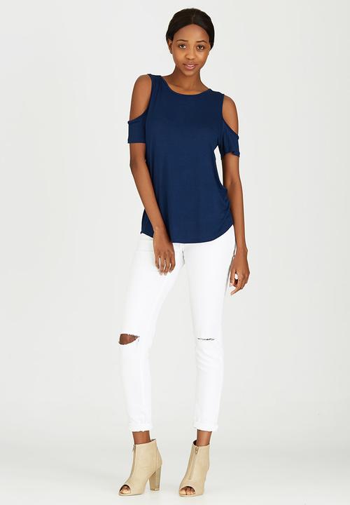 c(inch) - Cold Shoulder T-Shirt Navy