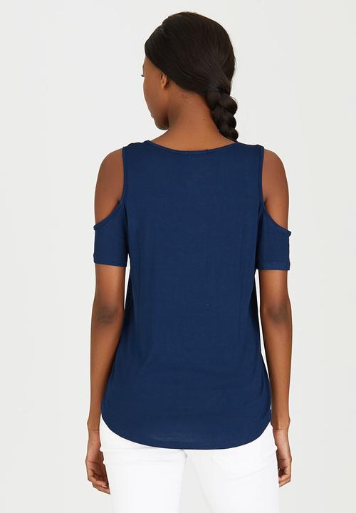 c(inch) - Cold Shoulder T-Shirt Navy