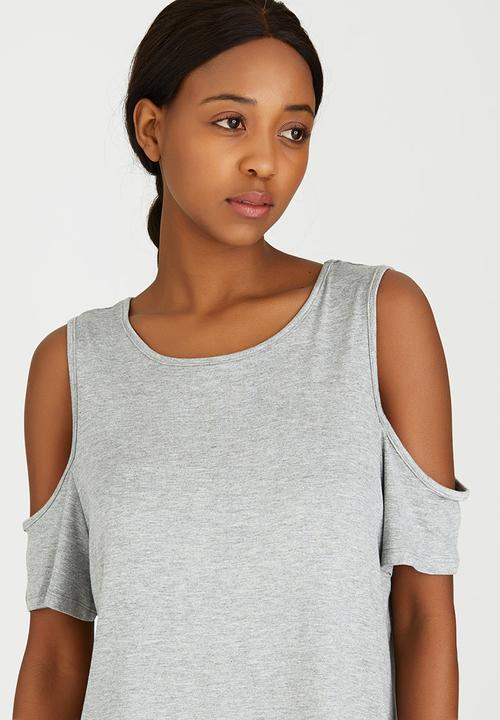 c(inch) - Cold Shoulder T-Shirt Pale Grey