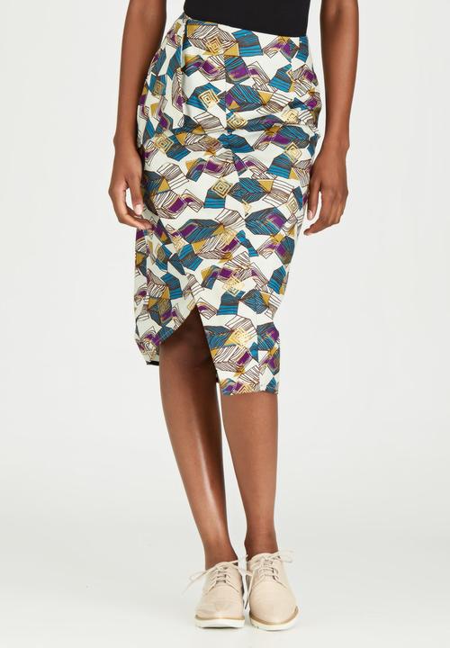 KISUA - Freetown Asymmetric Skirt Multi-colour