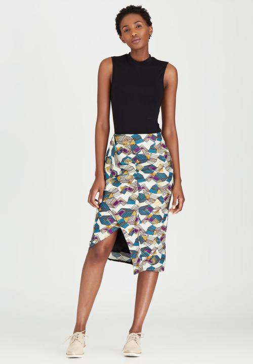 KISUA - Freetown Asymmetric Skirt Multi-colour