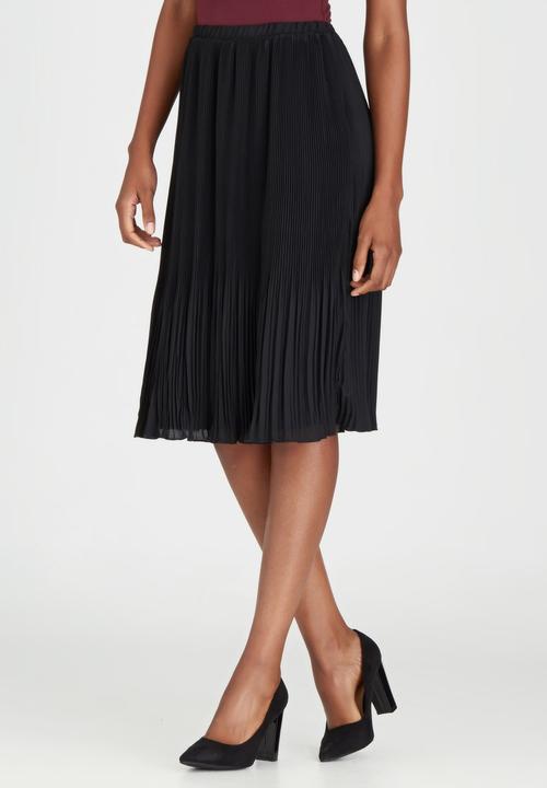 edit - Pleated Chiffon Skirt Black