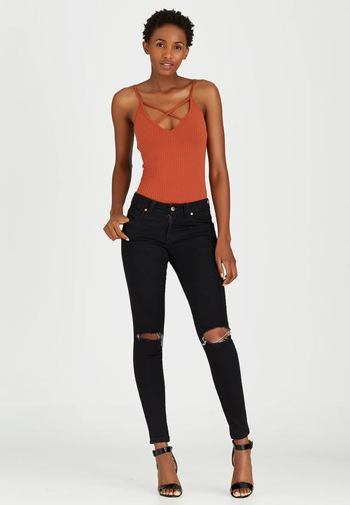 c(inch) - Strap Detail Bodysuit Mid Brown