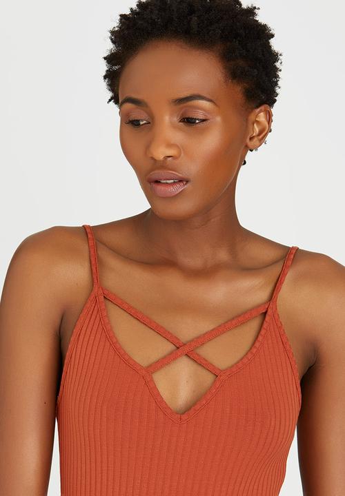 c(inch) - Strap Detail Bodysuit Mid Brown