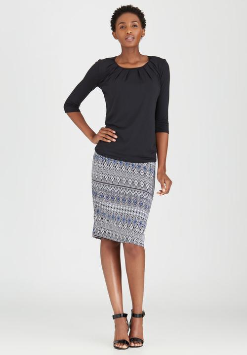 edit - Pleated Front Top Black