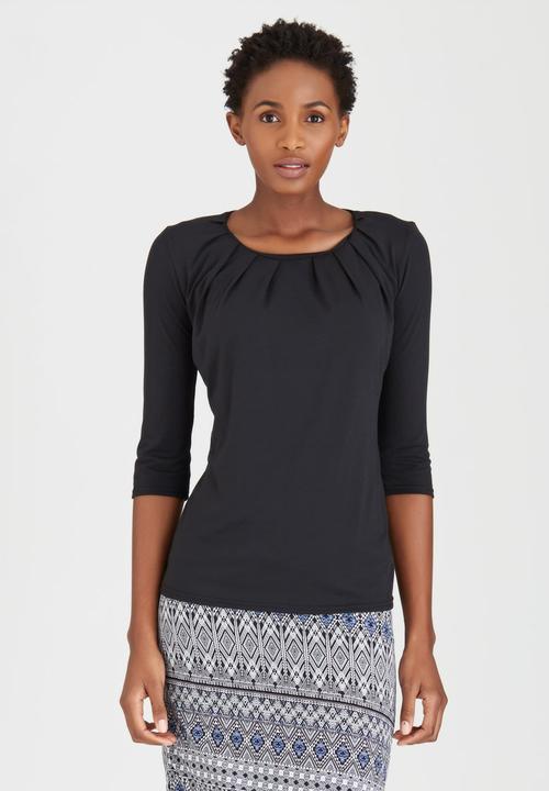 edit - Pleated Front Top Black