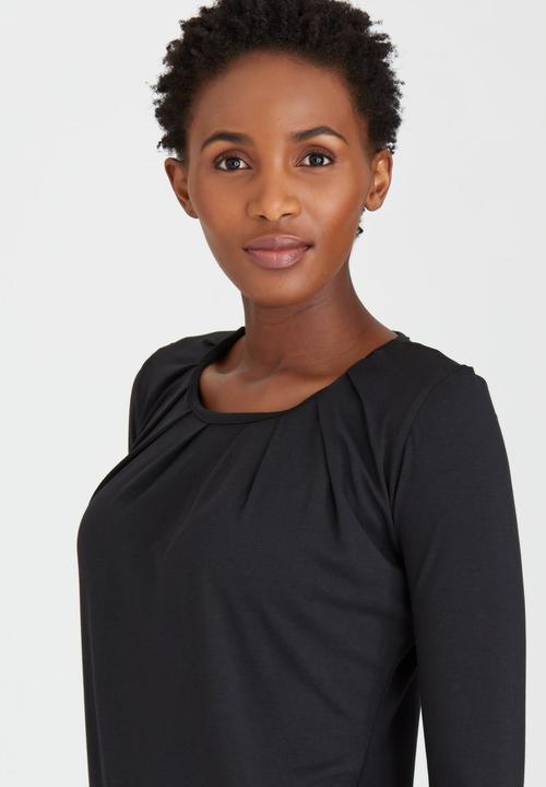 edit - Pleated Front Top Black