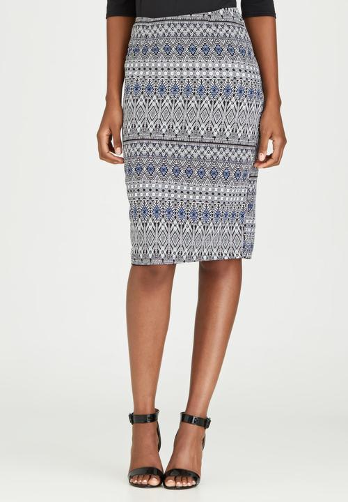 edit - Woven Pencil Skirt Multi-colour