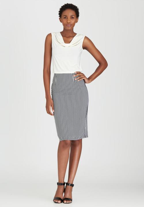 edit - Woven Pencil Skirt Black and White