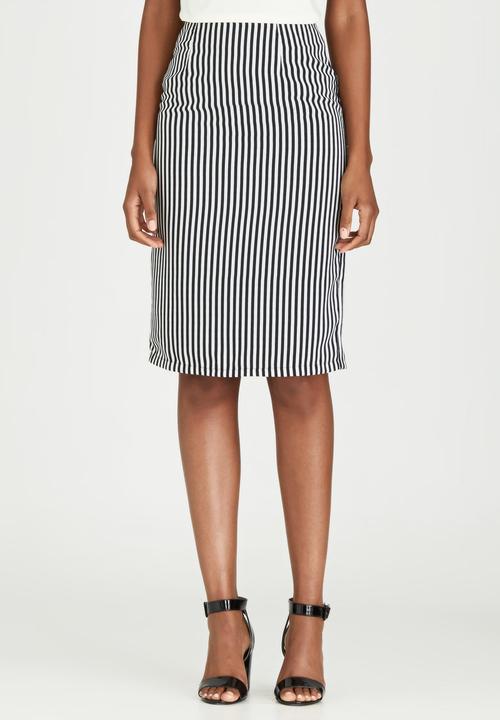 edit - Woven Pencil Skirt Black and White