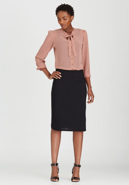 edit - Woven Pencil Skirt Black