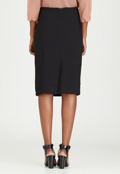 edit - Woven Pencil Skirt Black