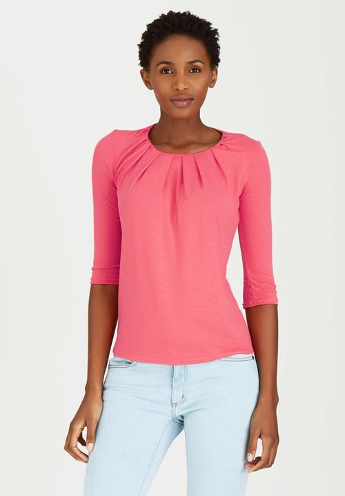 edit - Pleated Front Top Coral