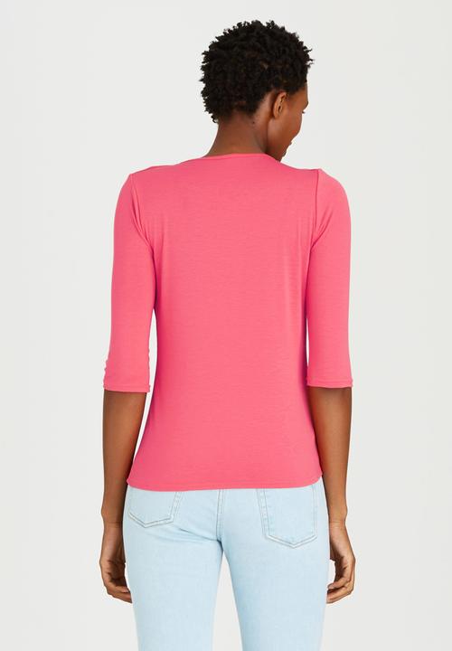 edit - Pleated Front Top Coral