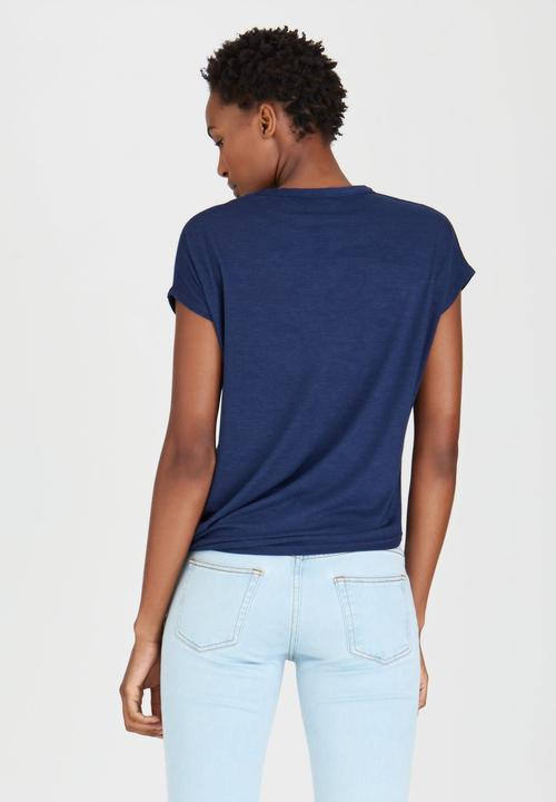 edit - Tie-front T-shirt Navy