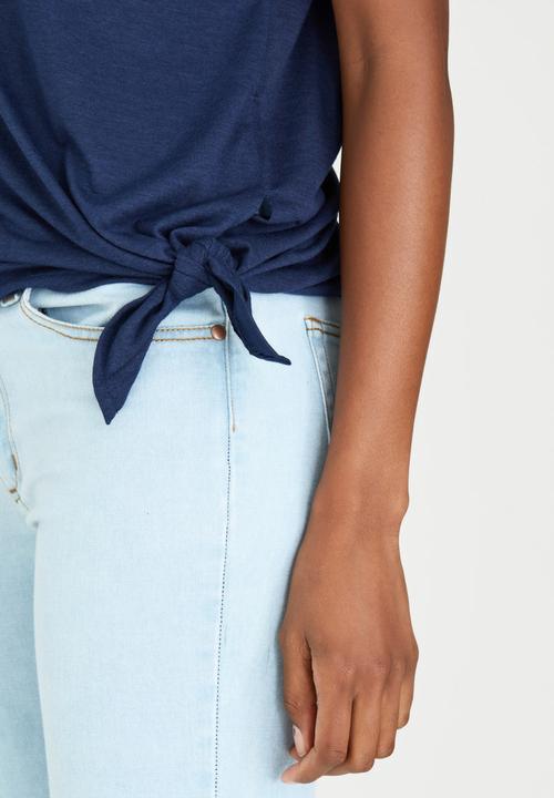 edit - Tie-front T-shirt Navy