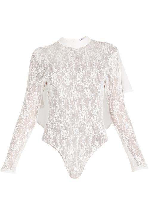Gert-Johan Coetzee - Back Frill Lace Bodysuit White