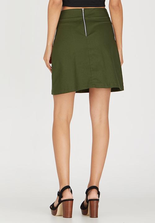 c(inch) - A-line Mini Skirt Dark Green