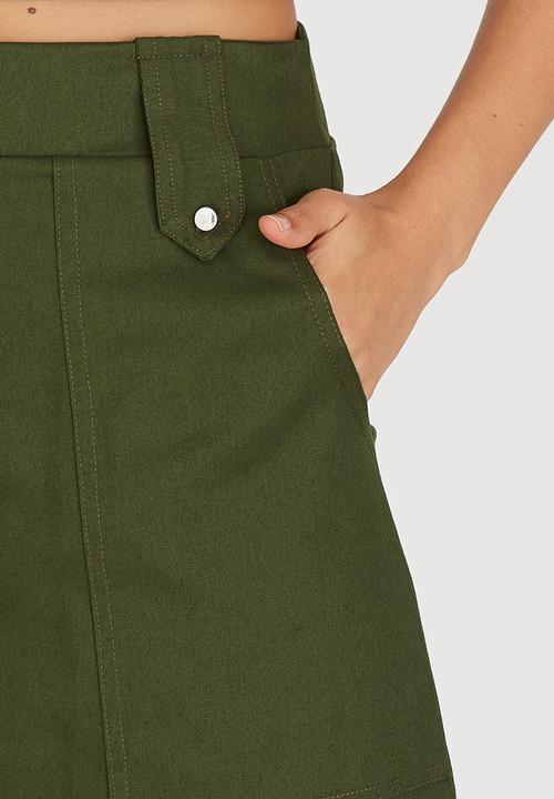 c(inch) - A-line Mini Skirt Dark Green