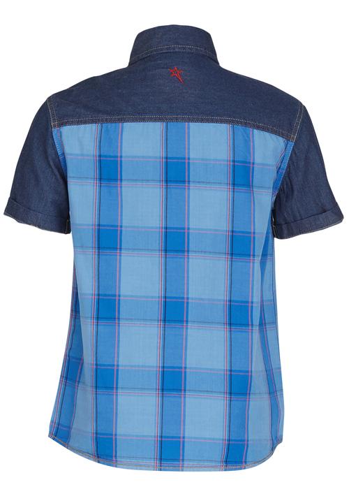 SOVIET - Denim Shirt With Check Print Blue