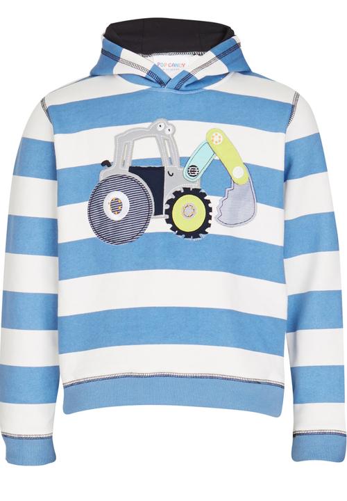 Pop Candy - Boys  Tractor  Hoody Mid Blue