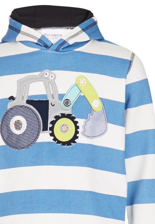 Pop Candy - Boys  Tractor  Hoody Mid Blue