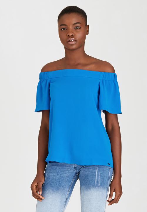 SISSY BOY - Tulip Off-the-shoulder Top Cobalt