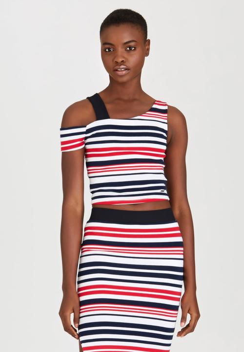 SISSY BOY - Rosanna Stripe Rib Crop Top Red
