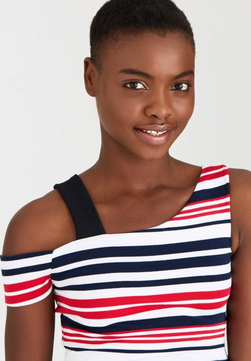 SISSY BOY - Rosanna Stripe Rib Crop Top Red