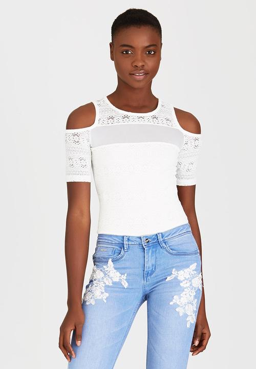 SISSY BOY - Katreena Cold Shoulder Bodysuit Milk