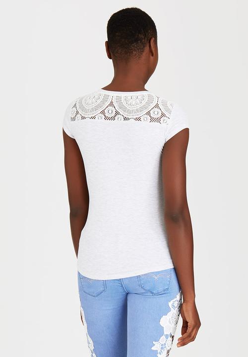 SISSY BOY - Kira Logo Tee with Lace Detail Grey Melange