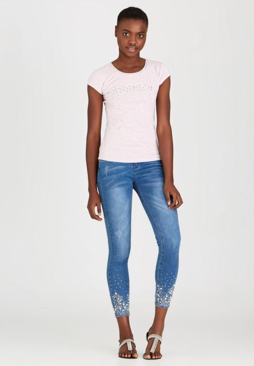 SISSY BOY - Adara Logo Tee with Diamante Trim Pale Pink