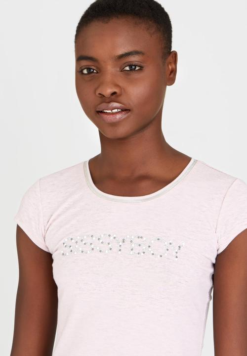 SISSY BOY - Adara Logo Tee with Diamante Trim Pale Pink