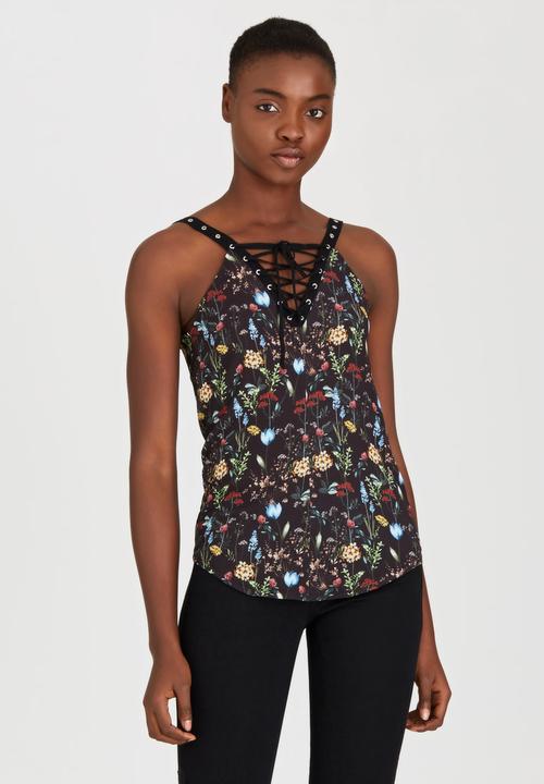 SISSY BOY - Chatterbox Printed Top Black