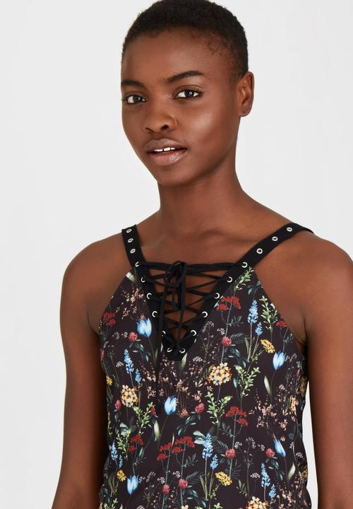 SISSY BOY - Chatterbox Printed Top Black