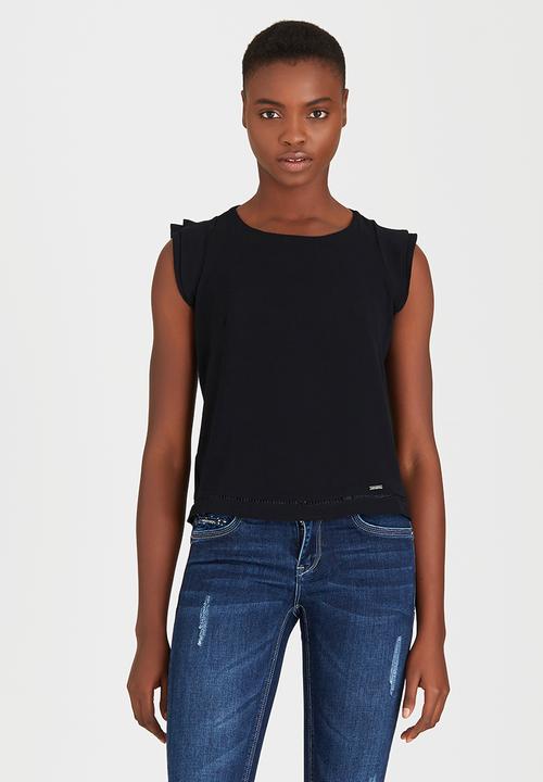 SISSY BOY - Kardash Ladderlace Inset Tee Black