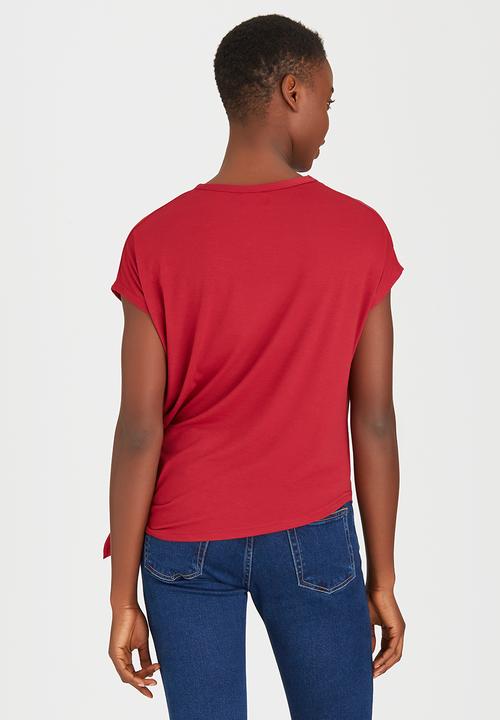 edit - Tie-front T-shirt Red