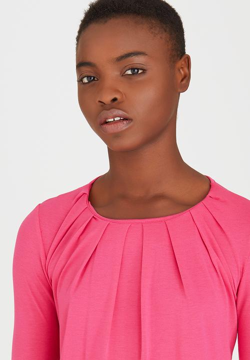 edit - Pleated Front Top Cerise Pink