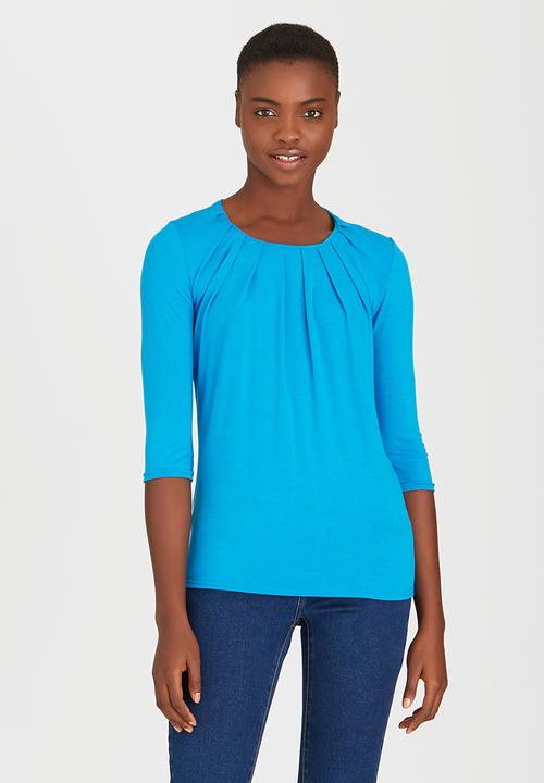edit - Pleated Front Top Turquoise
