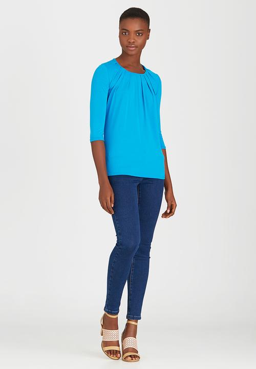 edit - Pleated Front Top Turquoise