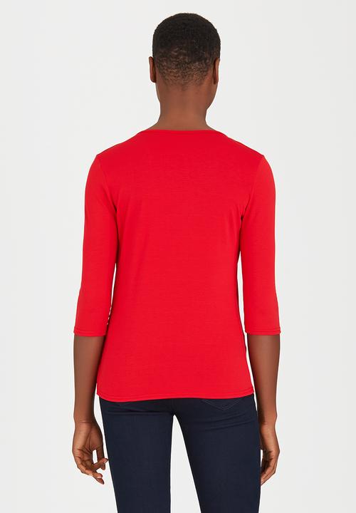 edit - Pleated Front Top Dark Red