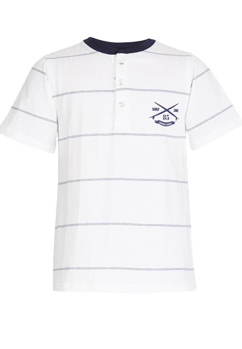 Rebel Republic - Henley Tee Blue and White