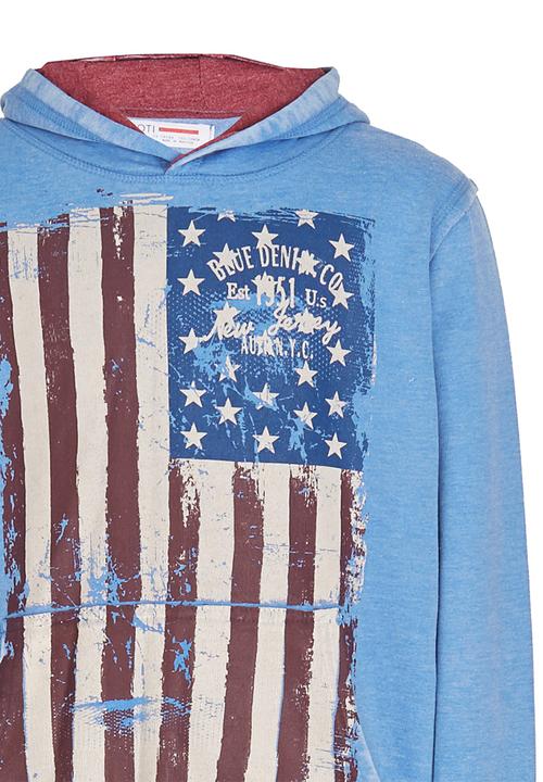 London Hub - Burn Out Hooded Top Blue