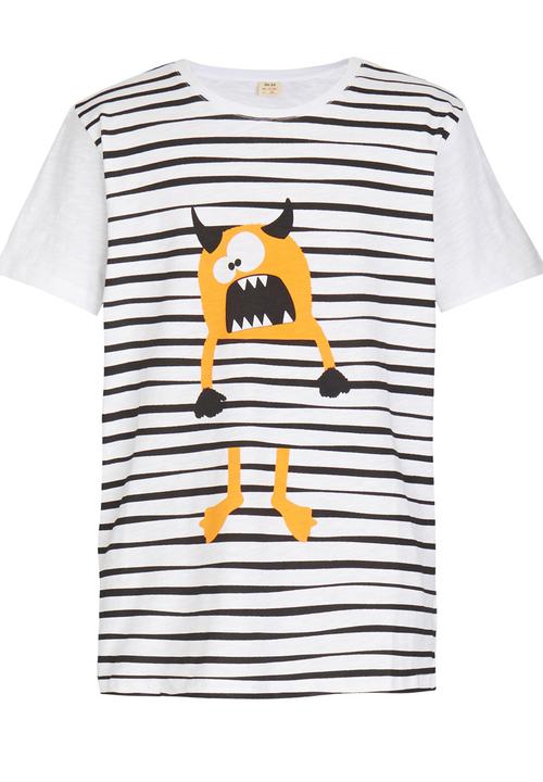 Soobe - Printed Stripe  Tee Black and White