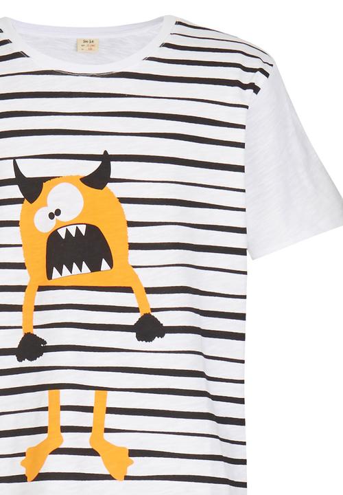 Soobe - Printed Stripe  Tee Black and White