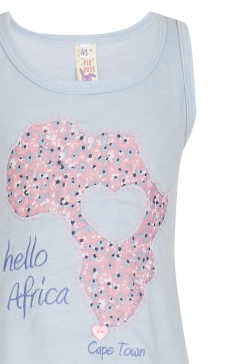 Eco Punk - Vest With African  Embroidery Blue